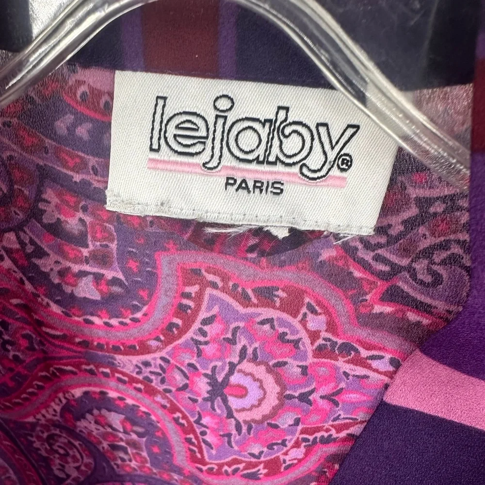 Lejaby Paris Multicolor Purple Pink Print Midi Robe Womens Medium | U308